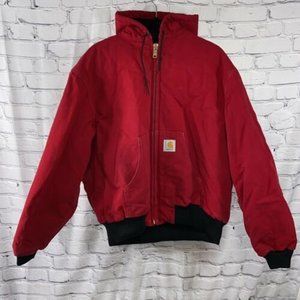 Vintage Carhartt USA Made J04 Flannel-Lined Firm Duck Active Jacket XL Red